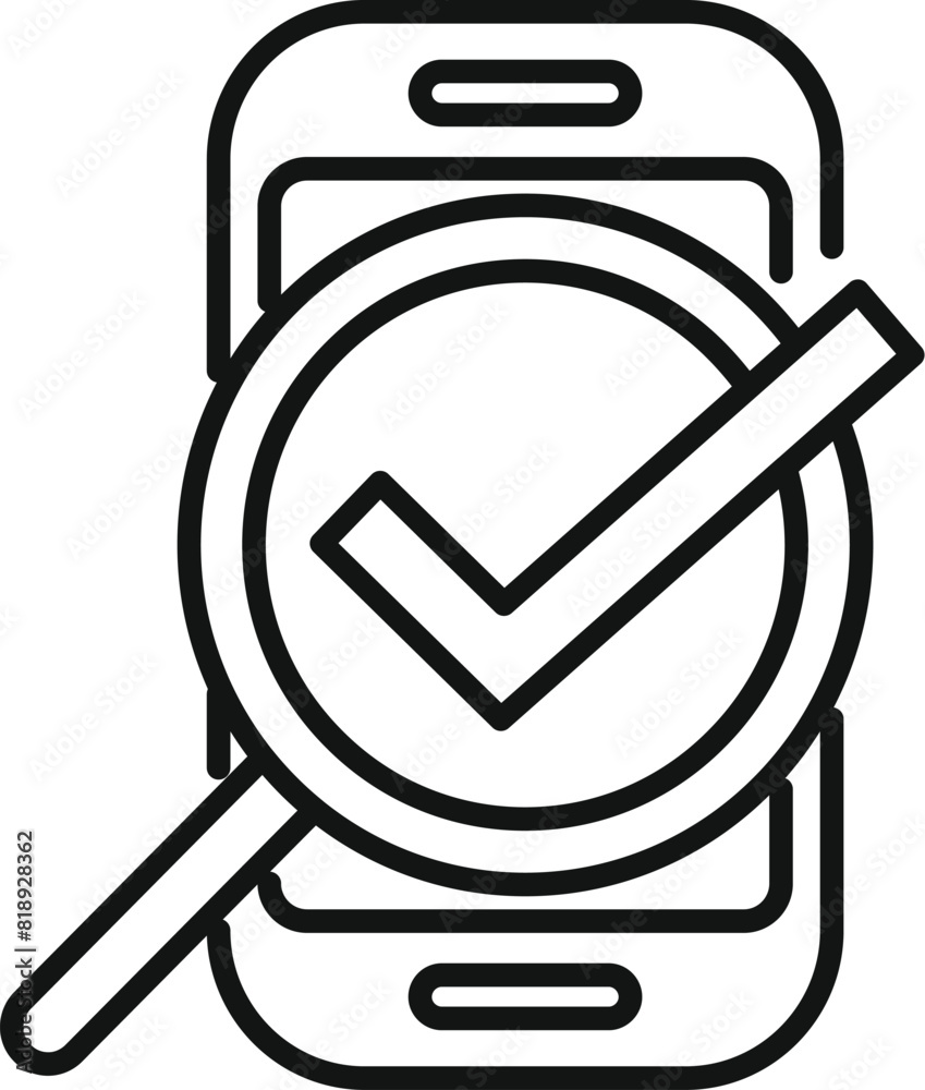 Poster mobile quality assurance icon in vector format for checking and validating smartphone applications a