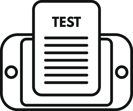 recommend clip art: Line art vector illustration of a printer with a test page, ideal for icons and infographics
