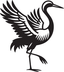 Naklejka premium Crane heron bird silhouette vector illustration.