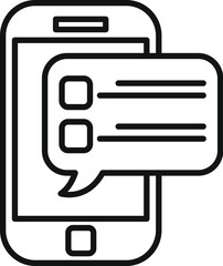 Fototapeta premium Simple and modern mobile messaging icon outline with speech bubble and dialogue for smartphone communication