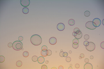 Lots of soap bubbles in the sky