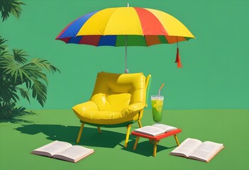 3d illustration of beach chair and summer holiday