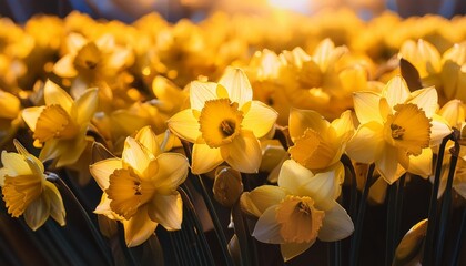 a photo of yellow daffodils from a large arrangement generative ai