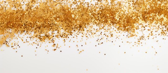 A white background adorned with a captivating gold glitter texture offering ample copy space for...