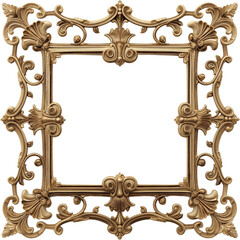 Old gold frames with intricate vintage corners, isolated on white background.