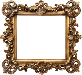 Vintage ornamental gold frames, isolated on white background.