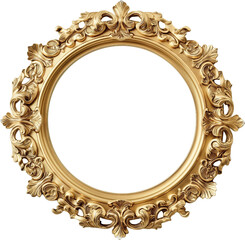 Vintage gold frames with antique ornamental corners, isolated on white background.