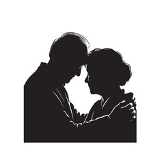 Grandparent silhouette. Old couple vector illustration. Grandfather and grandmother vector.