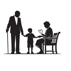 Grandparent silhouette. Old couple vector illustration. Grandfather and grandmother vector.