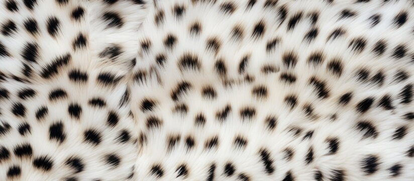 A close up mock up showcasing the stunning texture and background concept of a white leopard faux fur Perfect for adding copy space