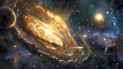 Stellar Drama Unveiled: Witness the Cosmic Clash in 'A Galactic Collision' - Awe-Inspiring Image Capturing the Magnificence of Celestial Forces.