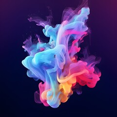 Fototapeta premium Colorful vibrant liquid explosion. Colorful smoke cloud on dark background. Generative AI.