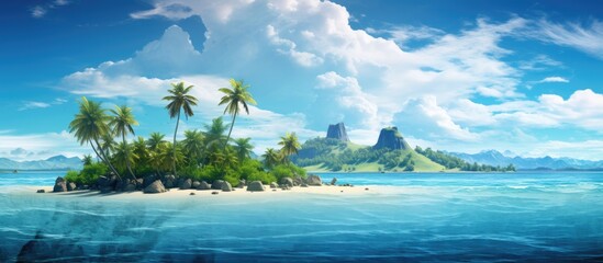 A picturesque tropical island with scenic beauty and ample copy space image