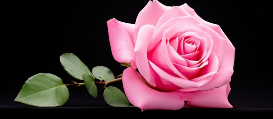 An image of a pink rose isolated against a white background providing space for text or additional elements