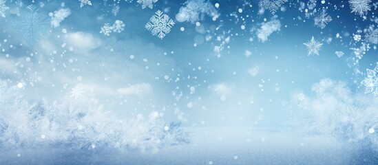 A blue toned background featuring the texture of fresh snow perfect for winter themed cards or Christmas festival designs with ample space for text