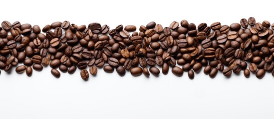 A copy space image of coffee beans against a white background