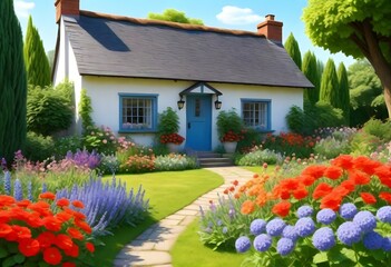 Charming, Quaint Cottage Garden With Blooming Flowers (42)