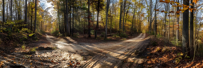 Challenging XC Biking Trail Winding through Dense Autumnal Woodlands: A Photographic Perspective