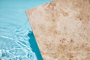 Swimming pool top view background. Tranquil Poolside Corner. Top view