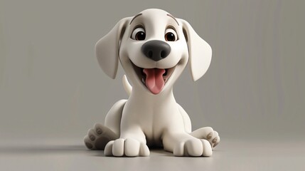  3D rendering of a white puppy