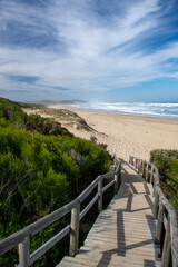 Fototapeta premium Boardwalk down to the Swartvlei Beach, Sedgefield.