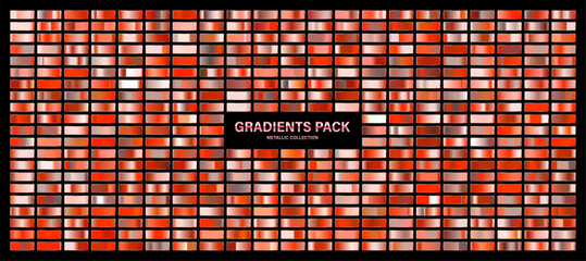 Red ruby glossy gradient, metal foil texture. Color swatch set. Collection of high quality gradients. Shiny metallic background. Design element. Vector illustration