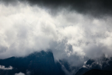 Rain clouds over Kinabalu Mountain in Sabah Malaysia