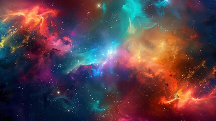 Vibrant Nebula Swirling in Deep Space: Stunning Cosmic Clouds of Gas and Dust Illuminate the Universe with Brilliant Colors and Intricate Patterns - Perfect for Astronomy and Science Themes