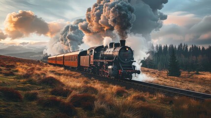steam train in the countryside