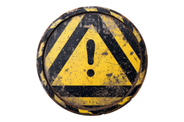 Black caution warning sign isolated on transparent background