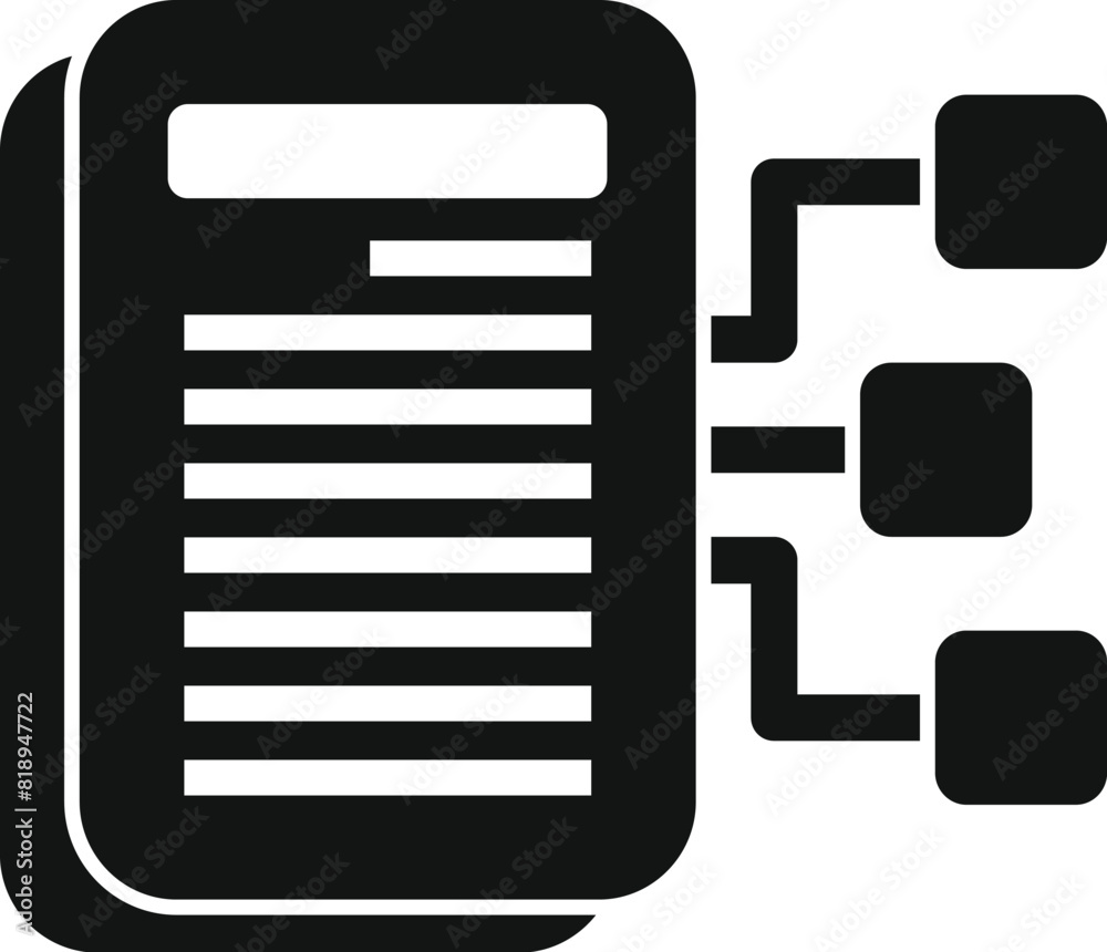 Poster minimalistic black and white digital workflow icon design for data management and business efficienc