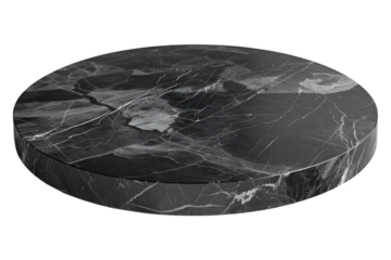 Black marble stone table isolated on transparent background