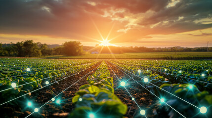 Digital farming. agriculture in industry with artificial intelligence and machine.