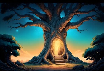 Enchanting Fairy Door in a Tree Trunk (437)