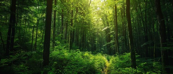 Green forest ultrawide wallpaper