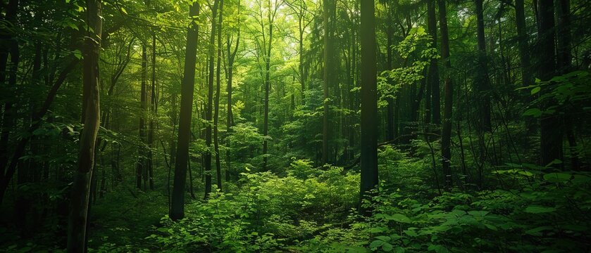 Green forest ultrawide wallpaper