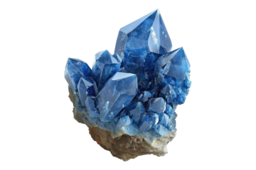 Blue crystal mineral isolated on transparent background