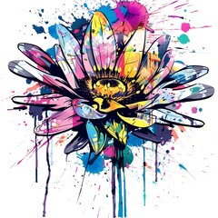 Colorful roses, watercolor painting, colored stains, white background, isolated, made from ai generate