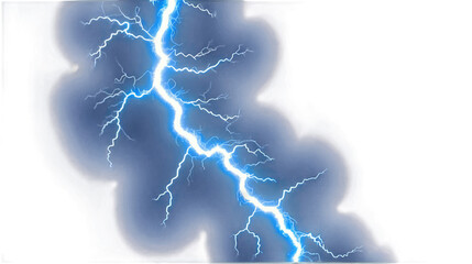 Isolated vertical blue lightning bolt cutout on transparent background.