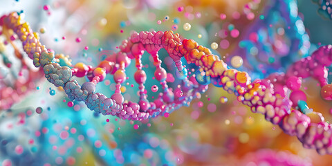 Dna helix enlarged model in bright colors and spots