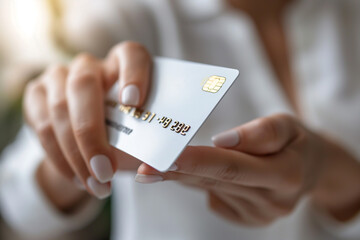 Close-up of a person holding a credit card