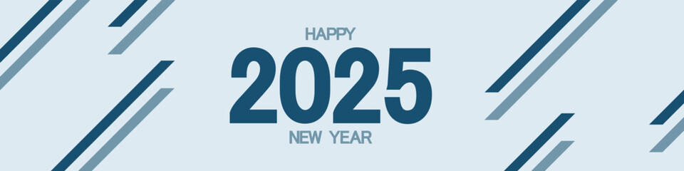 Happy New Year 2025 text design. Modern brochure design template, card, banner. Vector illustration with lines on background.