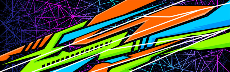 Abstract Car decal design vector. Graphic abstract stripe racing background kit designs for wrap vehicle, race car, rally, adventure and livery	