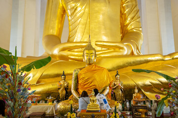Golden buddha statue at temple in Ang Thong
