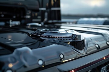 Detailed View of Truck's Fuel Tank Cap Highlighting Fuel Efficiency and Capacity