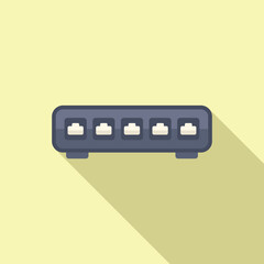 Graphic illustration of a minimalist power strip icon with a modern flat design style and long shadow