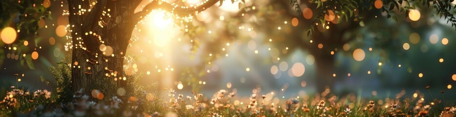 Obraz premium Whimsical Summer Evening Light. With Copy Space, Abstract Background