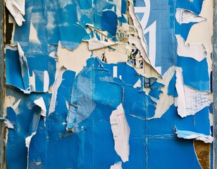 old blue wall poster texture,Old ripped torn blue posters grunge texture background creased crumpled paper backdrop placard surface