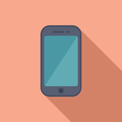 Modern flat design of a smartphone icon with a long shadow effect on a warm background