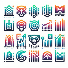 Fototapeta premium icons related to investing and trading